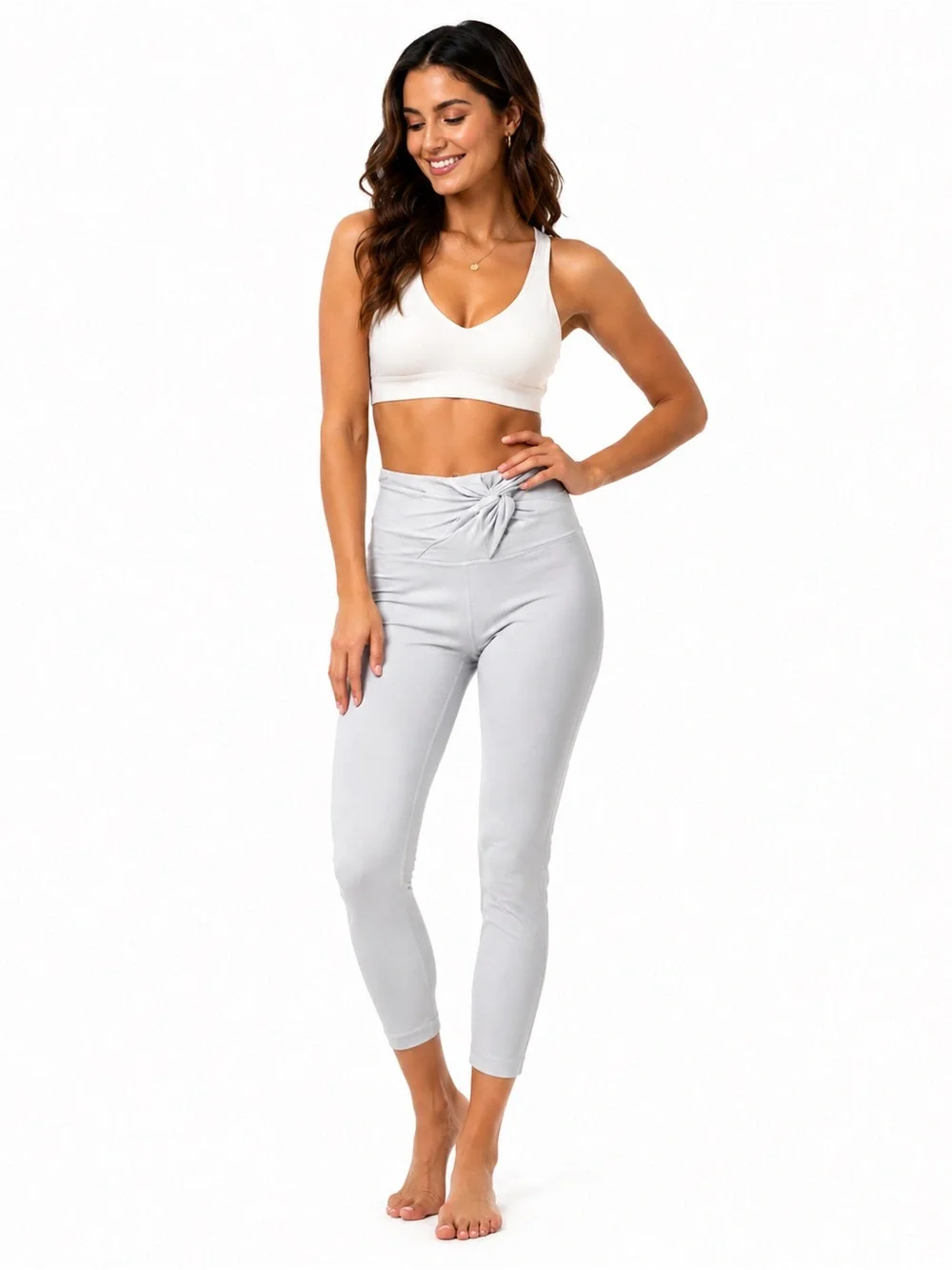 lululemon athletica Light Gray High-Waist Tie-Front Leggings